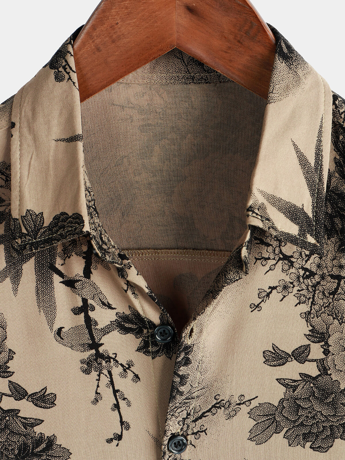 Camicia Retro a Maniche Corte da Uomo Khaki