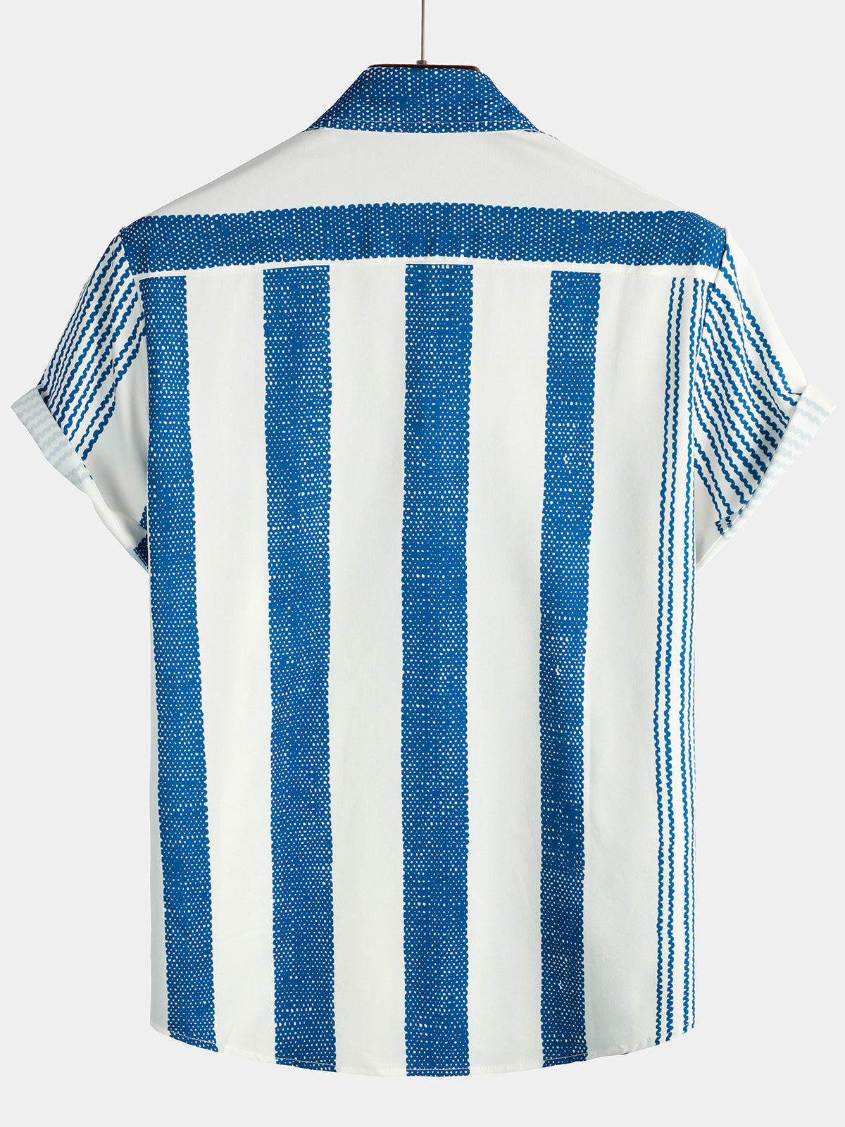 Camicia da uomo a maniche corte blu a righe per il tempo libero