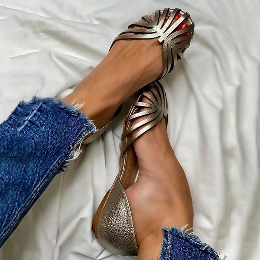 LIA Ballerine Intagliate con Punta Aperta - Scarpe Eleganti e alla Moda