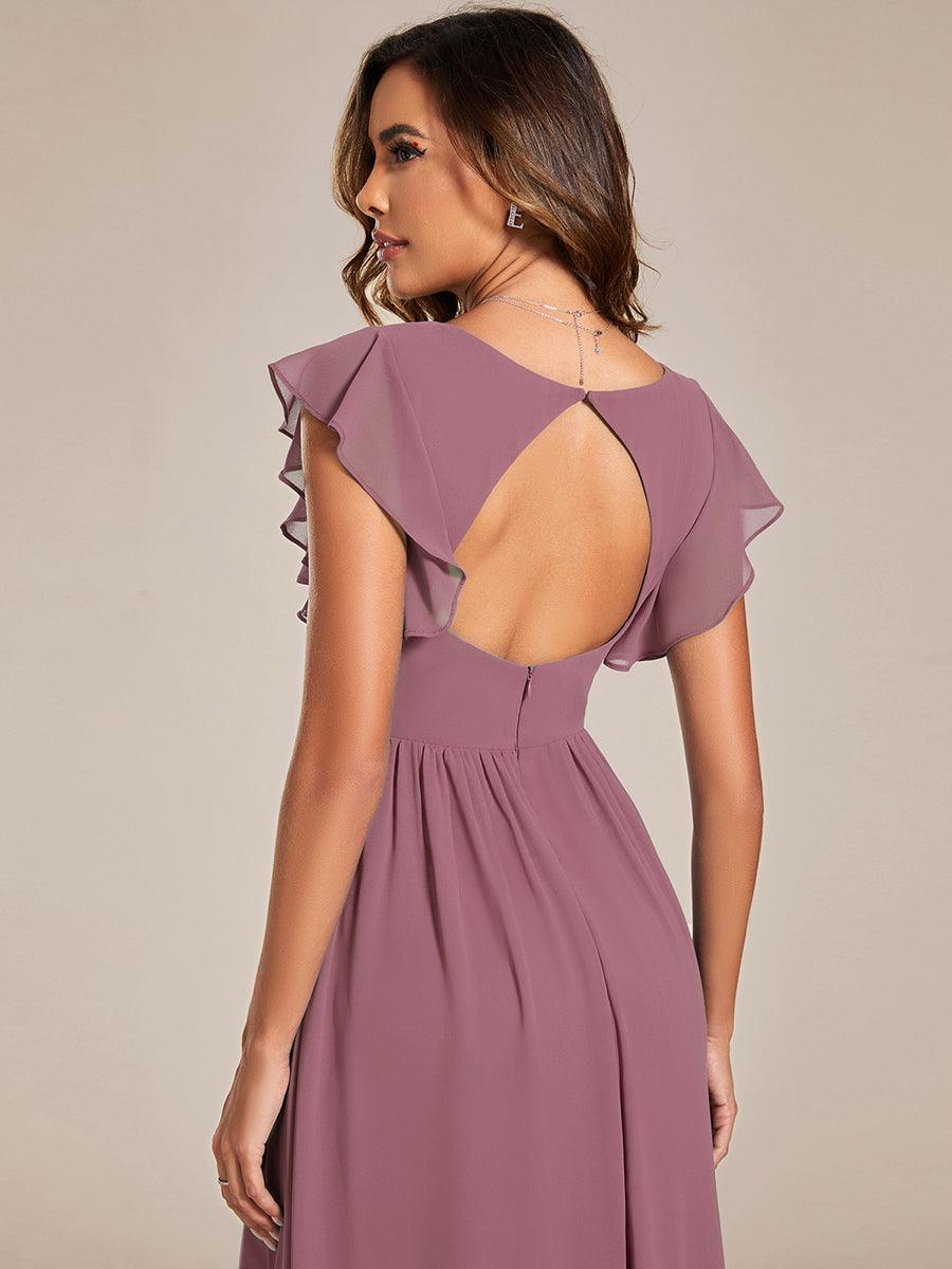 ever LILYANA|Abito da damigella in chiffon con maniche plissettate e scollatura sul retro