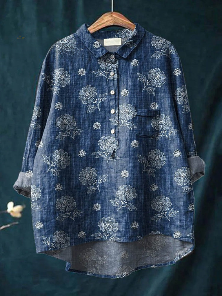 Mara | Camicia Indigo Bloom